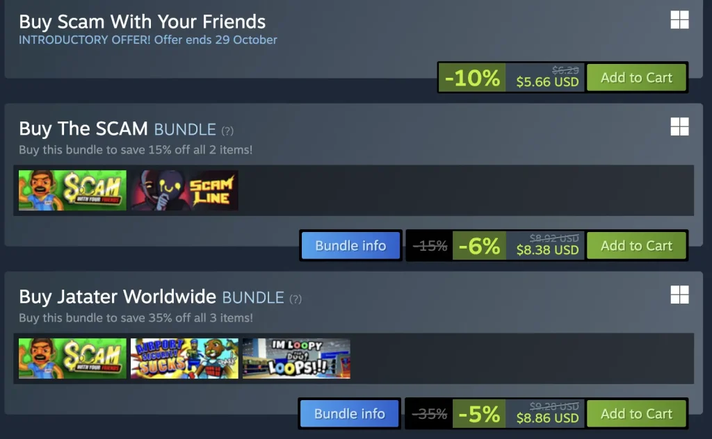 Scam With Your Friends download page on Steam